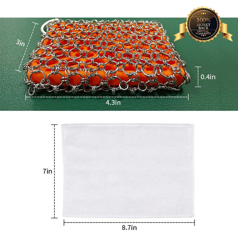 Herda Most Flexible Cast Iron Scrubber  316L Cast Iron Cleaner Chainmail Scrubber  Chain Scrubber for Cast Iron Pans  Pots  Skillets  Chain Mail Scrubbing Pad Scrub for Cast-Iron  Cast Iron Cleaning - Image 5
